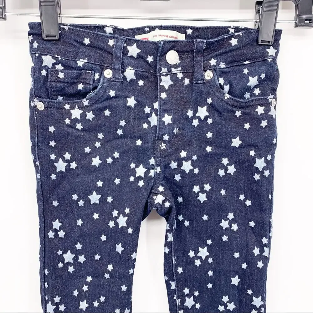 Levi’s 710 Super Skinny Glitter Star Print Girls Jeans Size 5/6